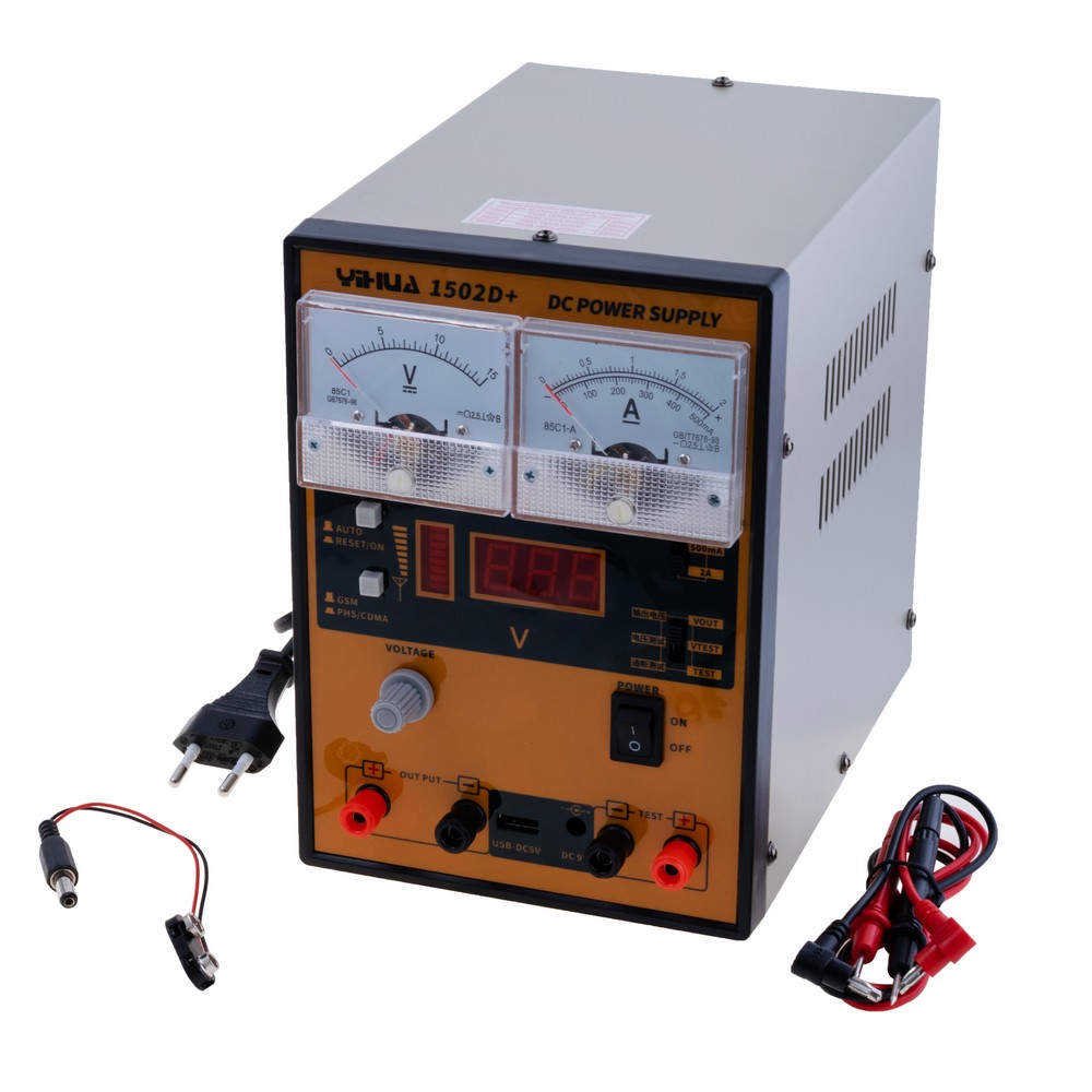 Блок живлення лабораторний 35W, 0-15VDC, YiHUA 1502D+ Блок живлення лабораторний 35W, 0-15VDC, YiHUA 1502D+
