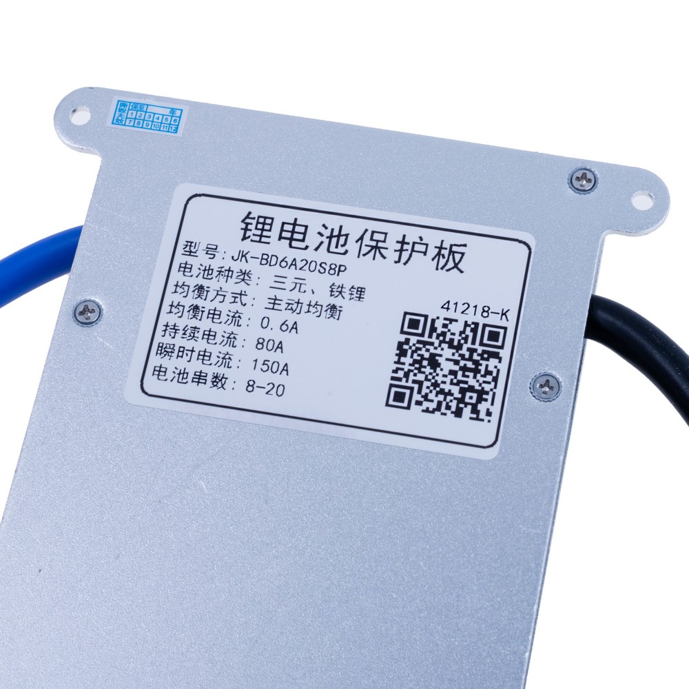 BMS JK-BD6A20S8P, Li-Ion/LiFePo4/LTO 8S-20S; Balancer 0.6A; Charge/Discharge: 80A; BT, Heat.