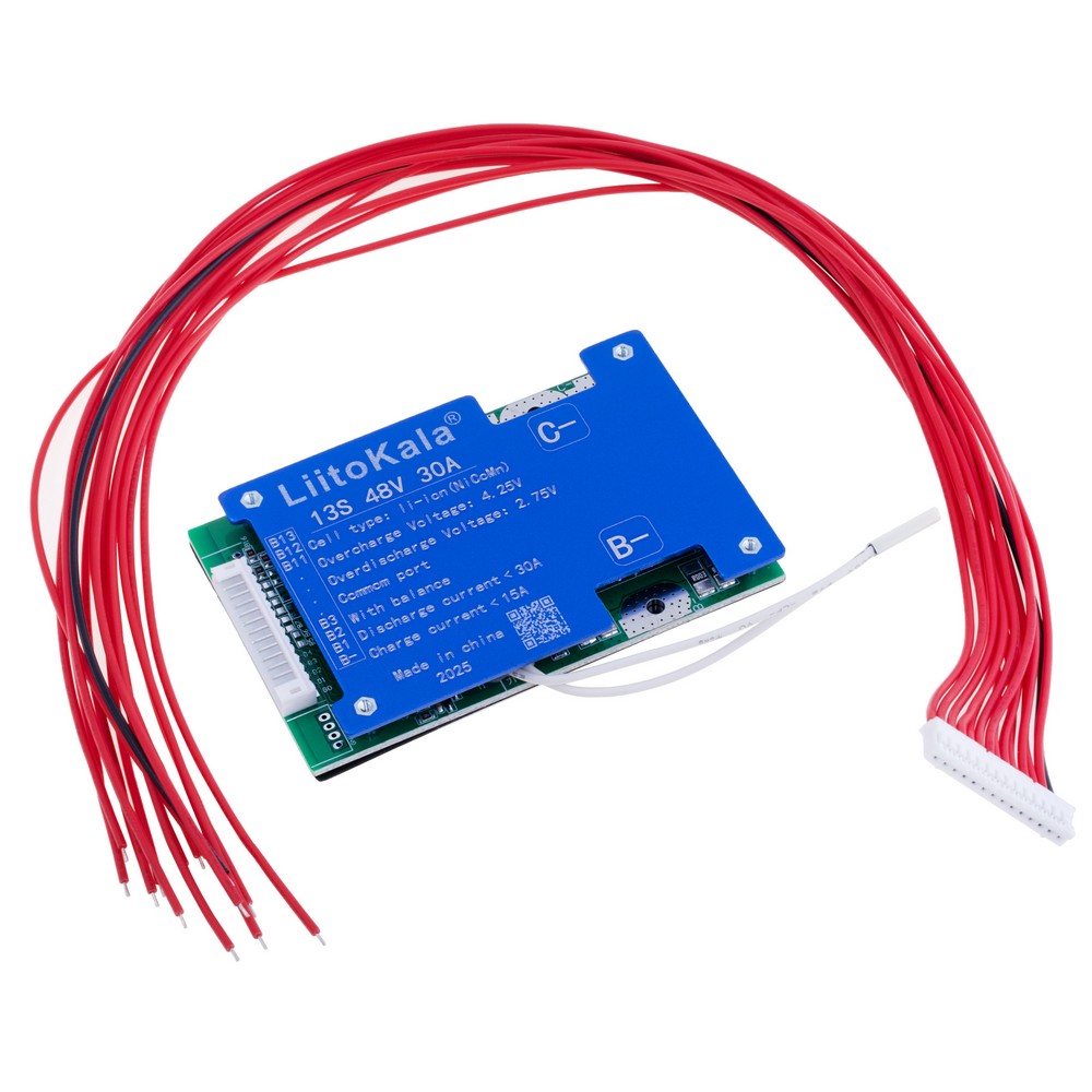 BMS Плата захисту BMS для 13-ти акумуляторів LI-ION, 48V, 30A LiitoKala