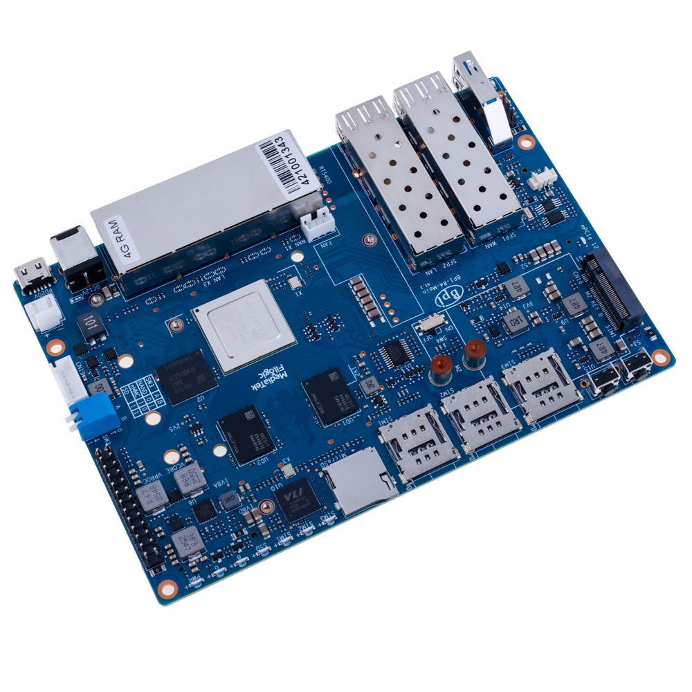 Плата маршрутизатора Banana Pi BPI-R4 з процесором MediaTek MT7988A Quad-Core Cortex-A73 4G DDR+8G eMMC