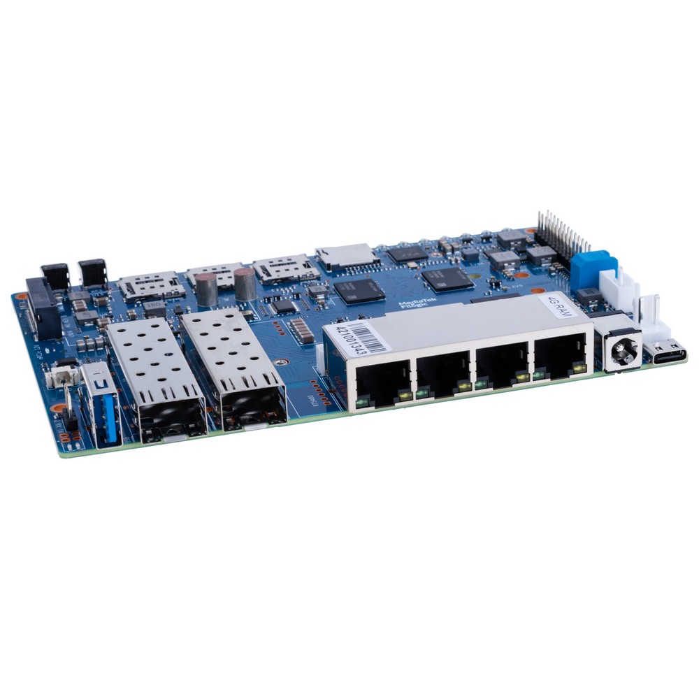Плата маршрутизатора Banana Pi BPI-R4 з процесором MediaTek MT7988A Quad-Core Cortex-A73 4G DDR+8G eMMC