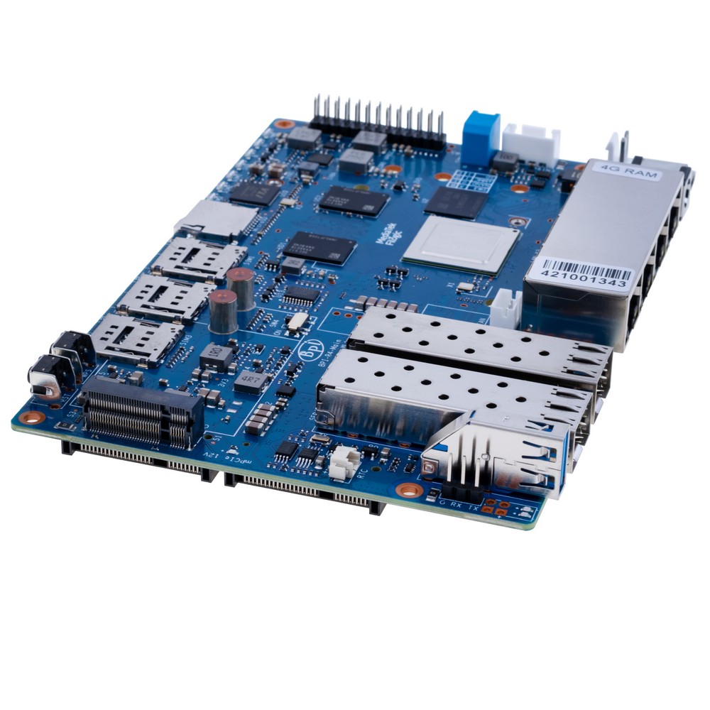 Плата маршрутизатора Banana Pi BPI-R4 з процесором MediaTek MT7988A Quad-Core Cortex-A73 4G DDR+8G eMMC