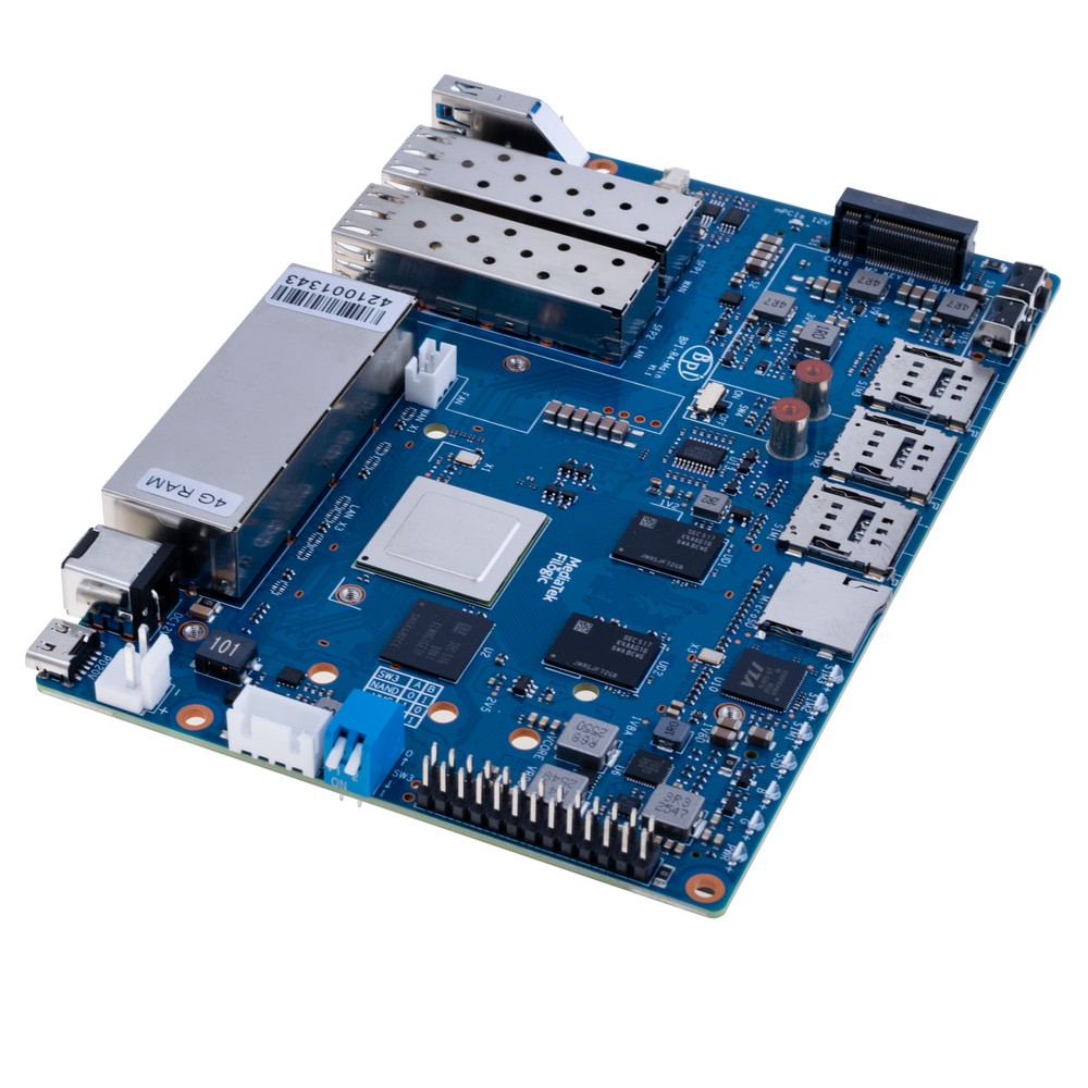 Плата маршрутизатора Banana Pi BPI-R4 з процесором MediaTek MT7988A Quad-Core Cortex-A73 4G DDR+8G eMMC