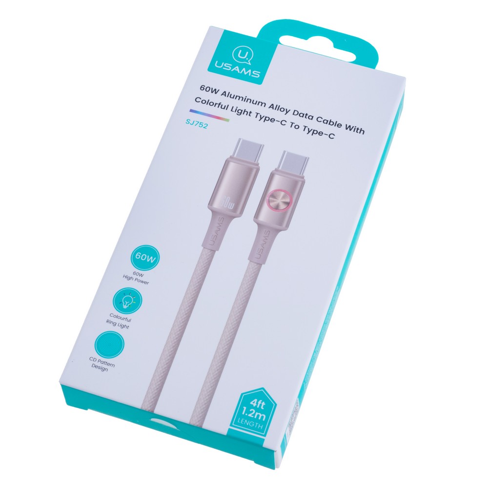 SJ752 60W Aluminum Alloy Data Cable With Colorful Light Type-C To Type-C 1.2m - Huan Series (SJ752USB02 Titanium – USAMS) SJ752 60W Aluminum Alloy Data Cable With Colorful Light Type-C To Type-C 1.2m - Huan Series (SJ752USB02 Titanium – USAMS)
