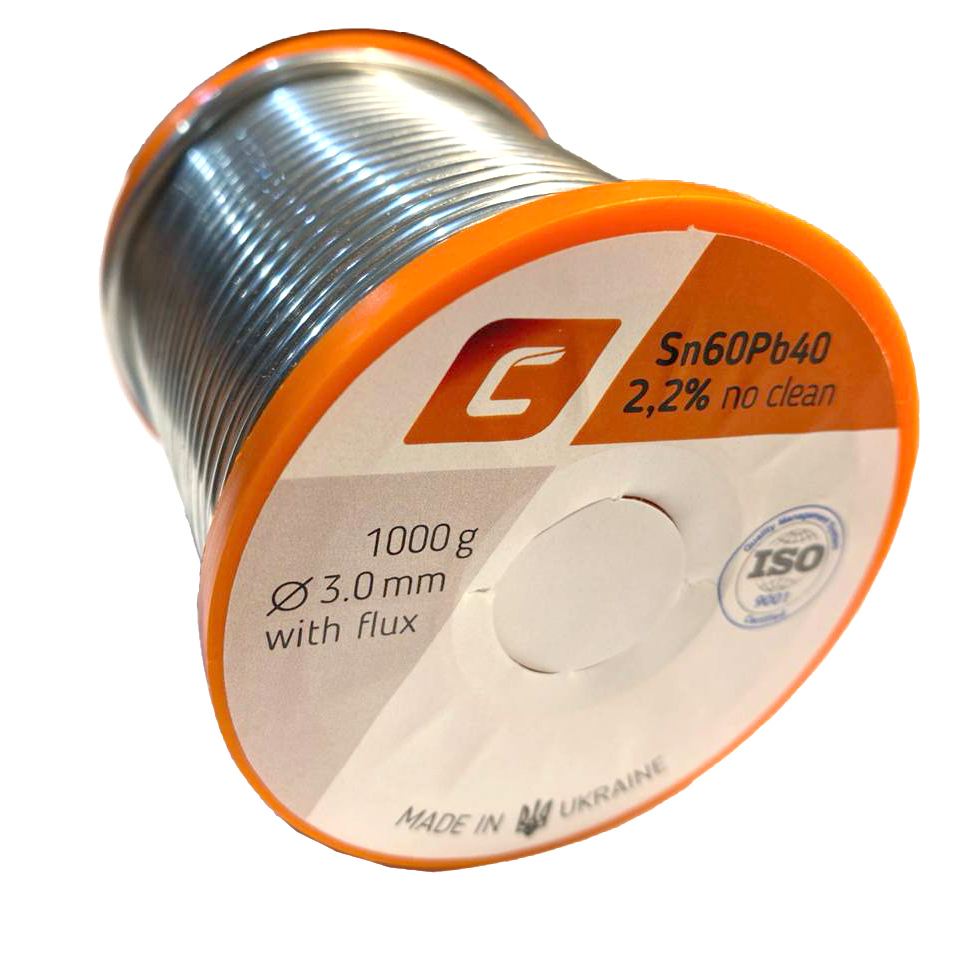Дротяний припій, 3mm 1000g з флюсом, свинцевий, Sn60Pb40