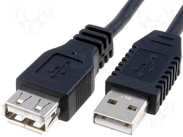 Кабель USBA-plug - USBA-jack длина 0,6 м, черный (KPO2783A-0.6)