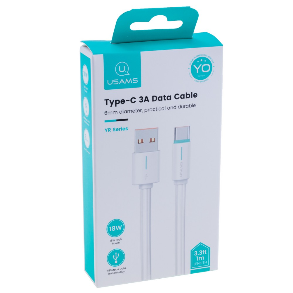 SJ732 Type-C 3A Bicolor Charging & Data Cable --YR Series 1m (SJ732USB02 White – USAMS) SJ732 Type-C 3A Bicolor Charging & Data Cable --YR Series 1m (SJ732USB02 White – USAMS)
