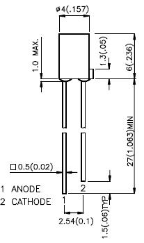 Світлодіод 4мм жовтий 590нм, 100 ° (L-1413YDT Kingbright)