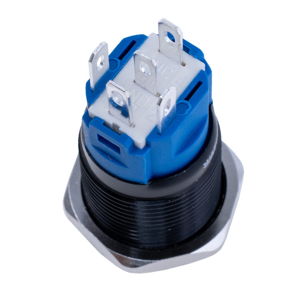 Кнопка антивандальна з фіксацією SPDT з червоним підсвічуванням 12V, LAS3-16F- W11EL-A