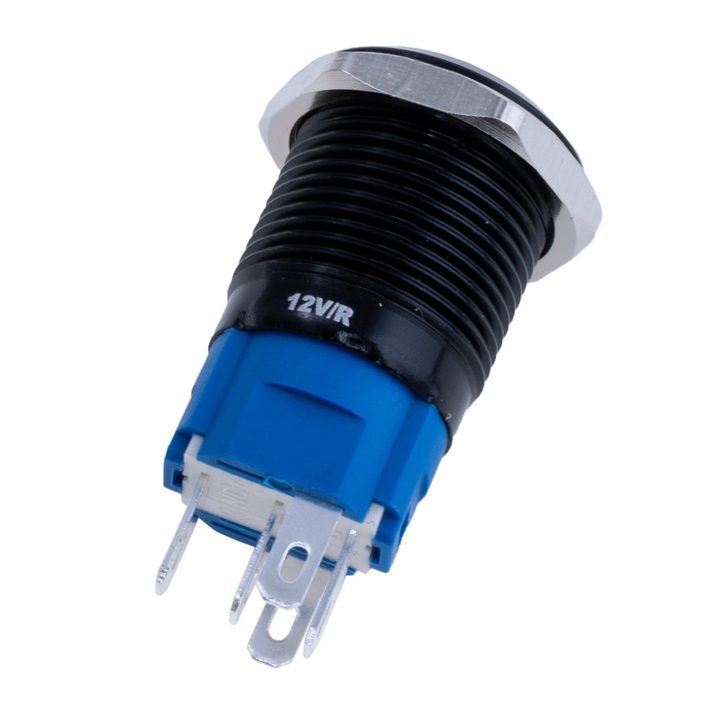 Кнопка антивандальна з фіксацією SPDT з червоним підсвічуванням 12V, LAS3-16F- W11EL-A