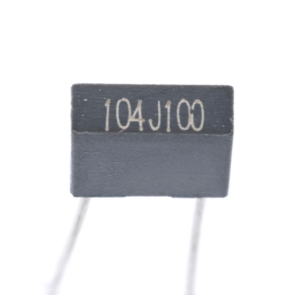 CL21X 100nF 100V J (+/-5%), P = 5mm, 2,5x6,5x7,2mm (CL21X-B104J2AL05 (M1) -Stcapasitor) (конденсатор плівковий)