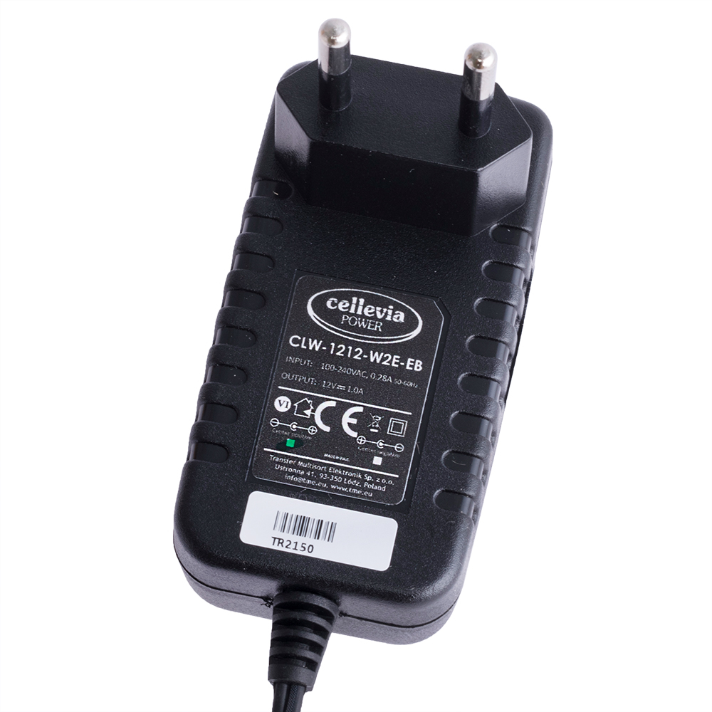 Блок живлення з вилкою 12W 12V, роз'єм:2.1x5.5мм, CLW-1212-W2E-EB Блок живлення з вилкою 12W 12V, роз'єм:2.1x5.5мм, CLW-1212-W2E-EB