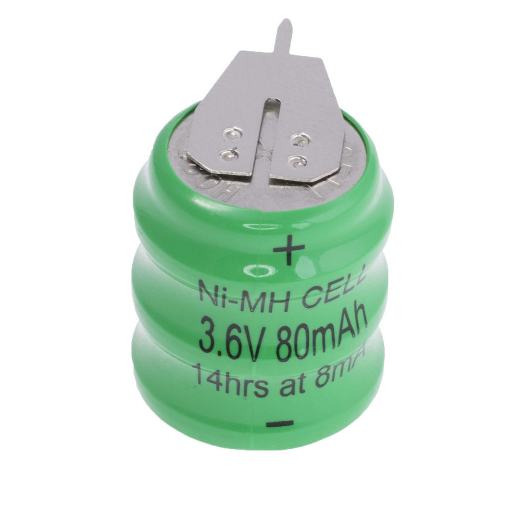 Coin NiMH battery 3.6v 80mAh coin 3S1P + Nickel (size: 16x19.8mm)
