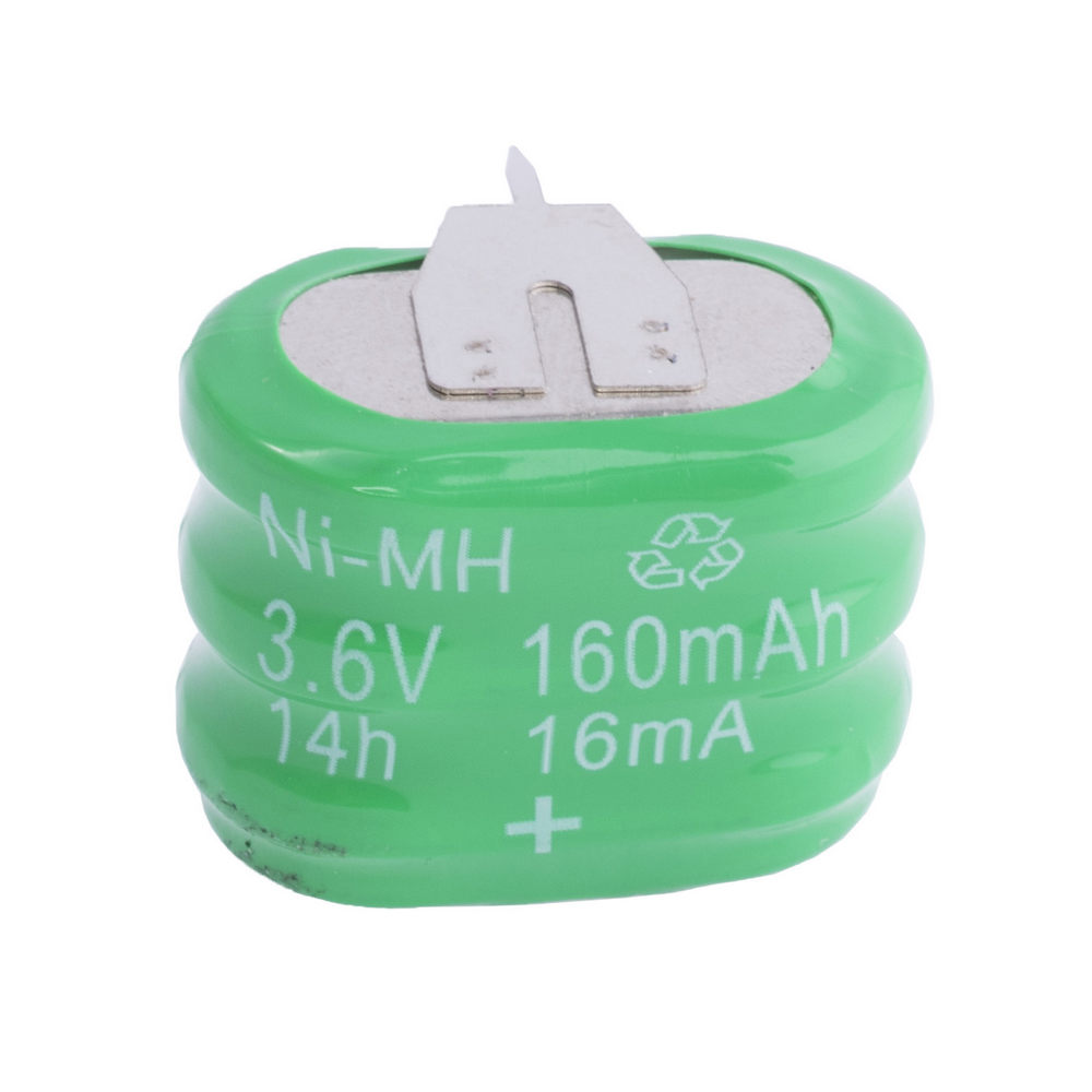 Coin NiMH battery 3.6v 160mAh ellipse 3S1P + Nickel (size: 24x15x18mm)