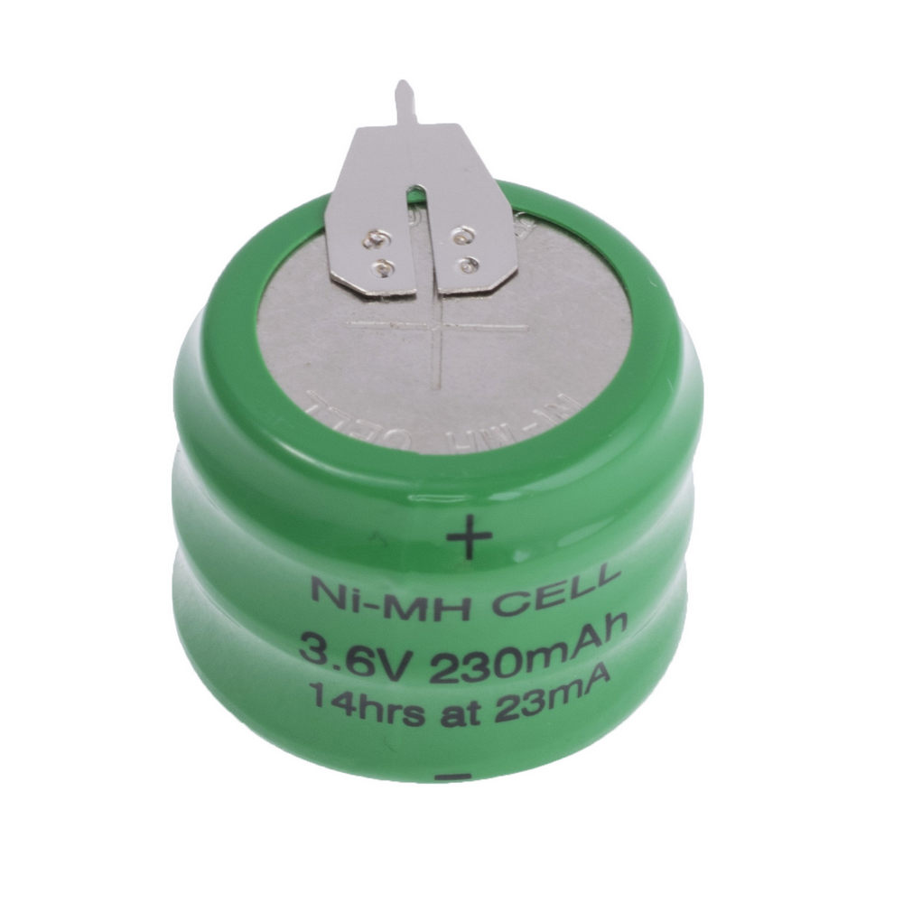 Coin NiMH battery 3.6v 250mAh coin 3S1P + Nickel (size: 26x20mm)