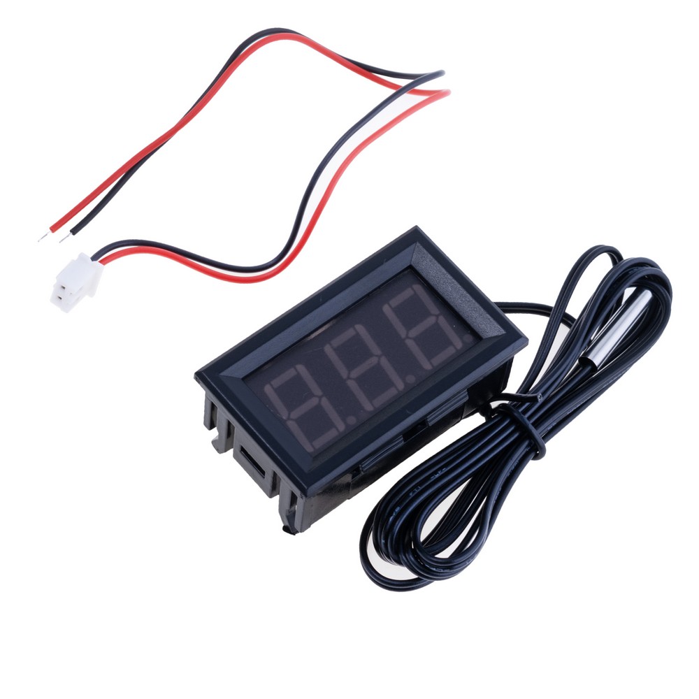 Цифровий термометр червоний 12V, -50..+110°С, провід 1м.