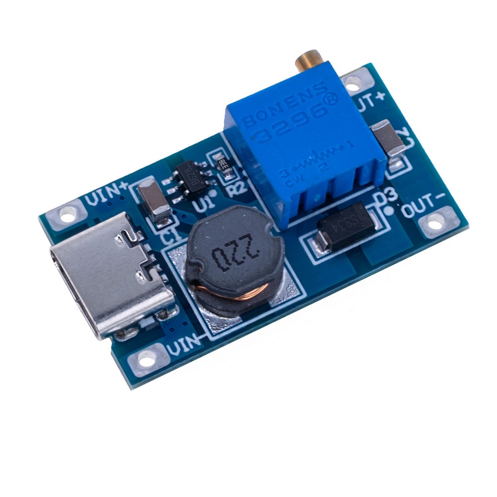 Регульований DC-DC Step-Up модуль живлення MT3608 USB Type-C