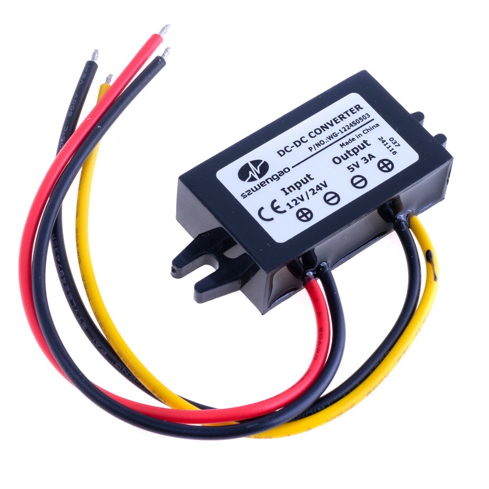 DC/DC перетворювач 12/24V в 5V/3A (15W) один вихід на провода (szwengao)