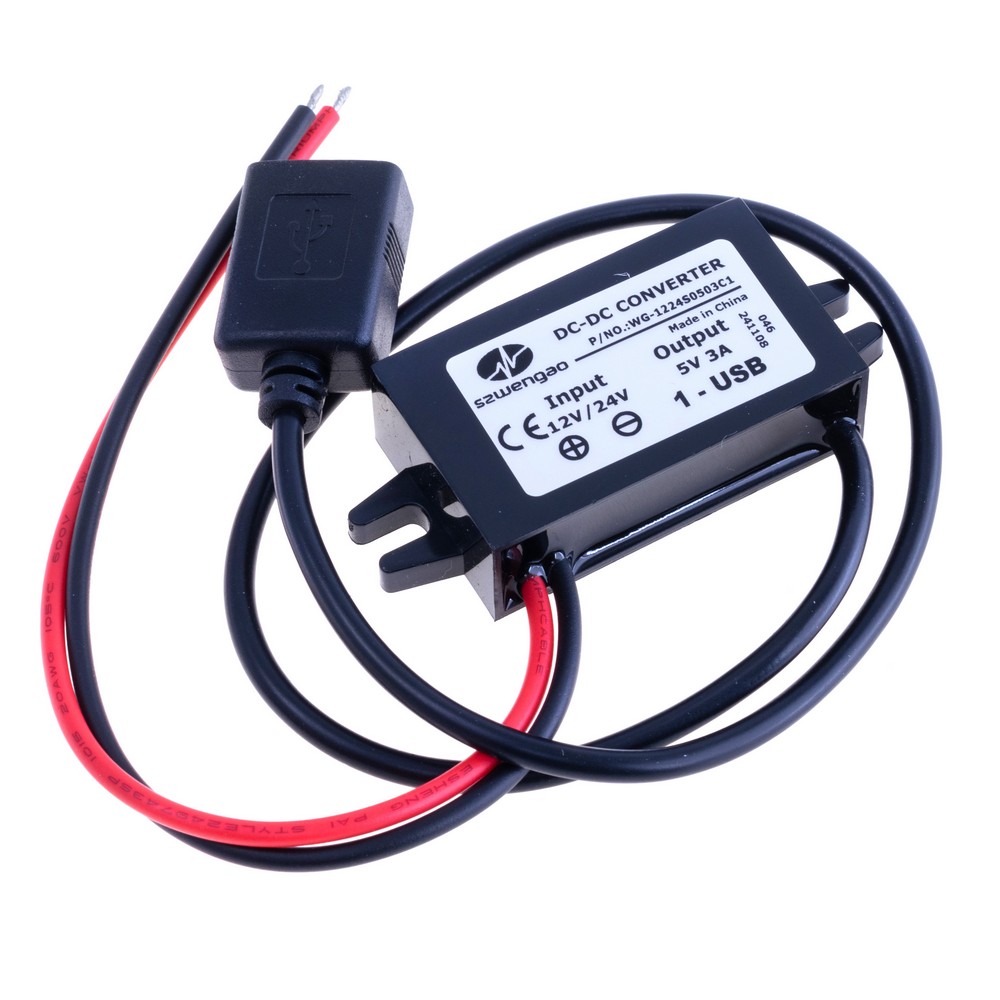 DC/DC перетворювач 12/24V в 5V/3A (15W) вихід на USB роз'єм (szwengao)