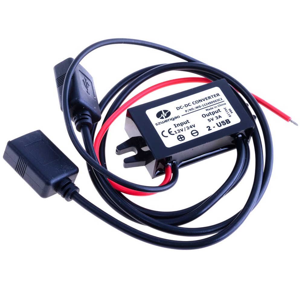 DC/DC перетворювач 12/24V в 5V/3A (15W) подвійний вихід на USB роз'єми (szwengao)