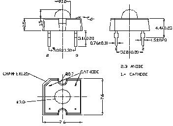 Світлодіод 7,6 х7, 6х4мм червоний 628нм, 40° (LP377THR1-40G Cotco)