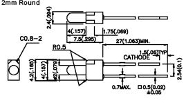 Світлодіод 2мм жовтий 5900нм, 60 ° (L-1464YD Kingbright)