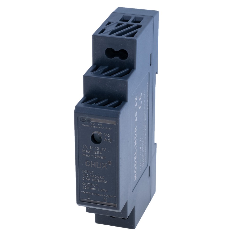 Блок живлення на DIN-рейку 15W 12V HDR-15-12V, 15W @ 12V, CHUX