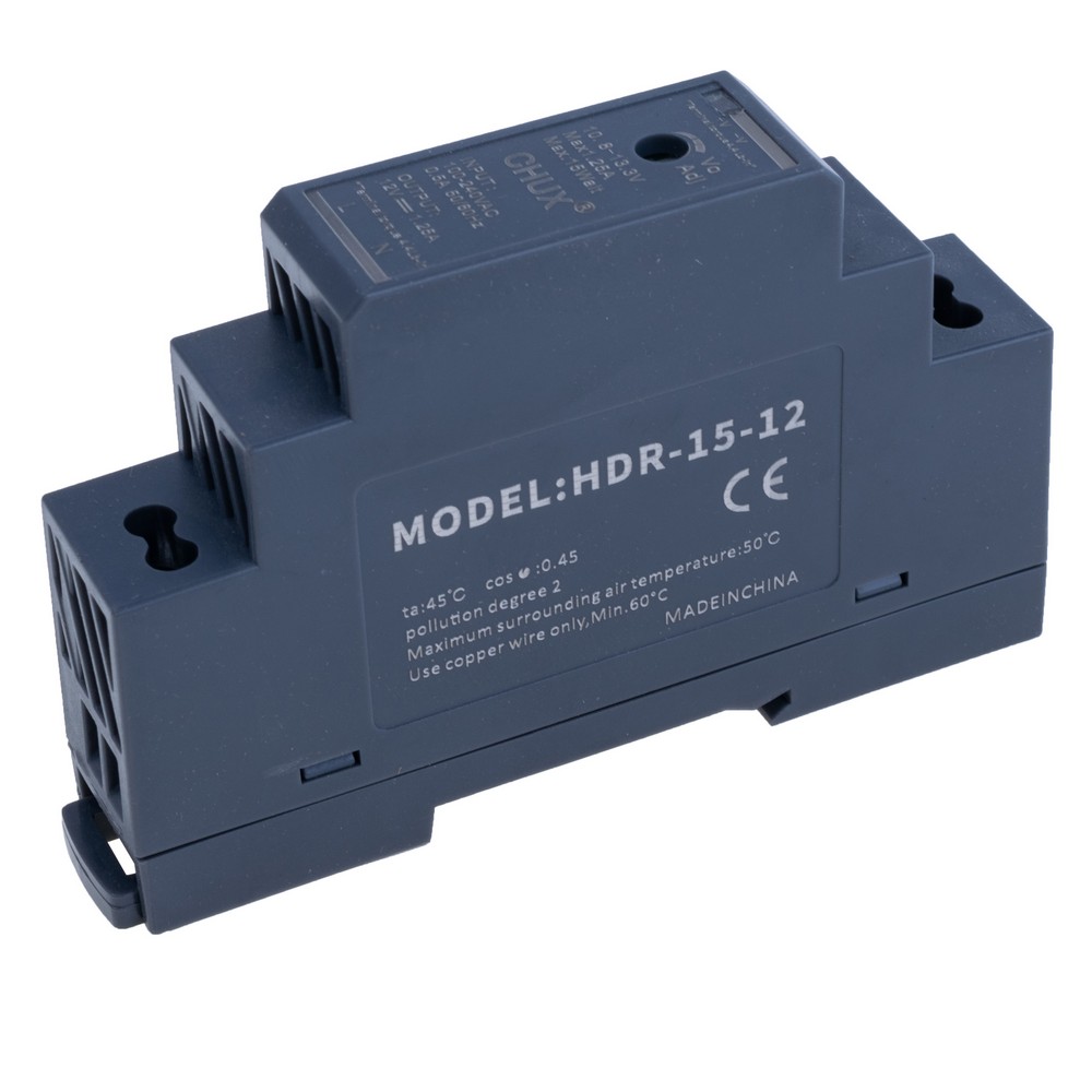 Блок живлення на DIN-рейку 15W 12V HDR-15-12V, 15W @ 12V, CHUX