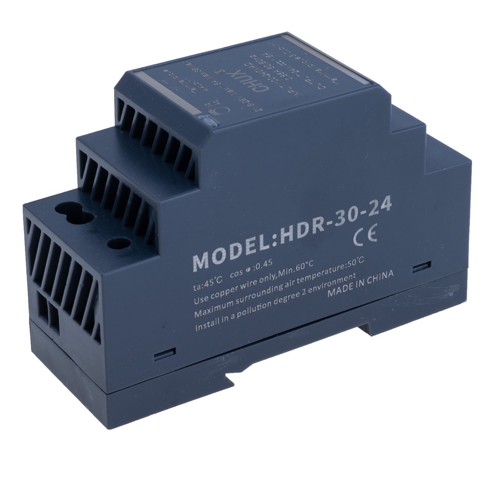 Блок живлення на DIN-рейку 30W 24V HDR-30-24V, 30W @ 24V, CHUX
