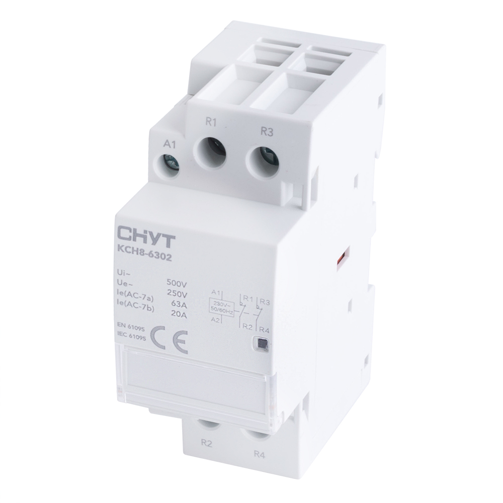 Контактор DIN 2P, 63A, 2NC (KCH8-6302 2P - 2NC) Контактор DIN 2P, 63A, 2NC (KCH8-6302 2P - 2NC)