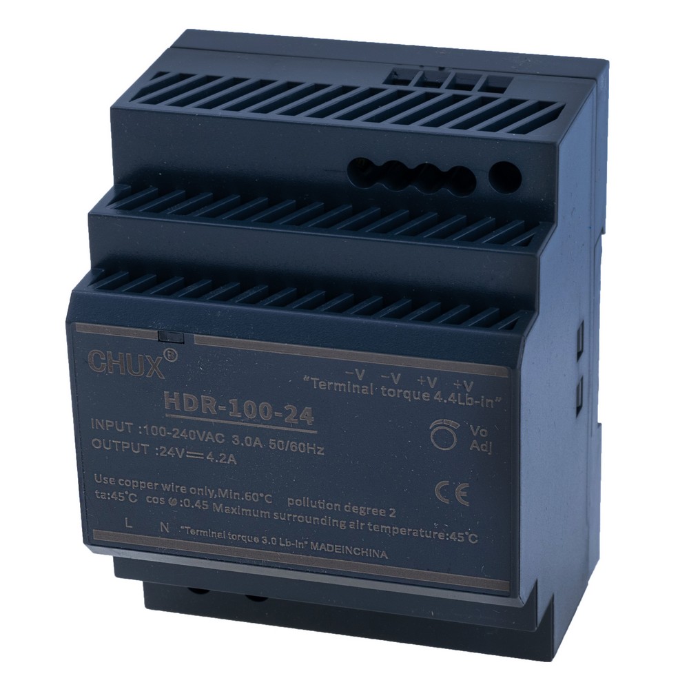 Блок живлення на DIN-рейку 90W 24V HDR-100-24V, 100W @ 24V, CHUX