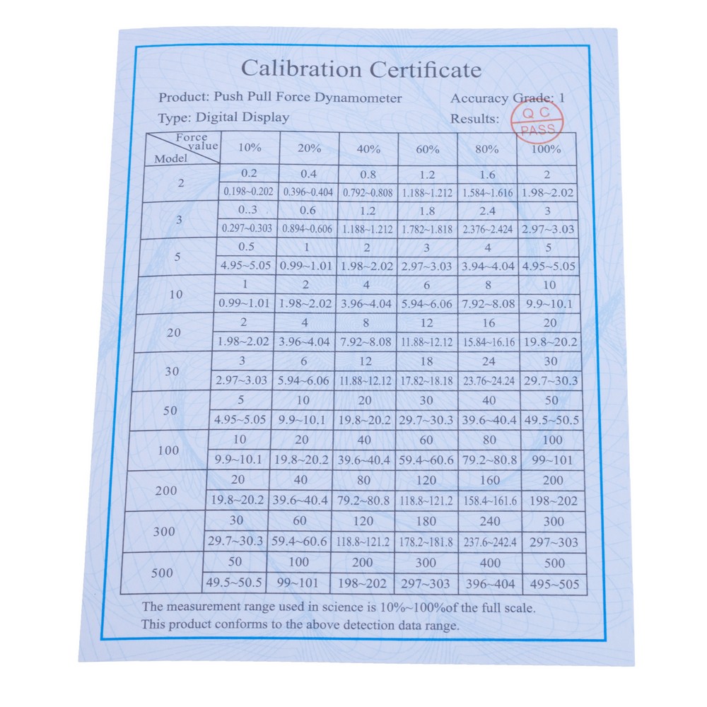 Портативний цифровий динамометр 500N для вимірювання зусилля на розтяг та натиск