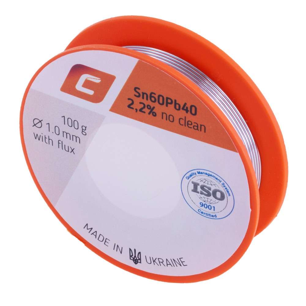 Дротяний припій, 1mm 100g з флюсом, свинцевий, Sn60Pb40