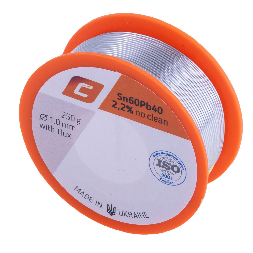 Дротяний припій, 1mm 250g з флюсом, свинцевий, Sn60Pb40
