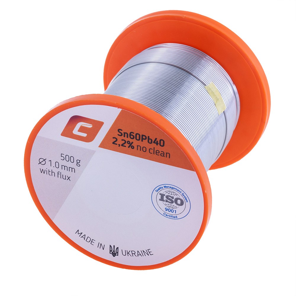 Дротяний припій, 1mm 500g з флюсом, свинцевий, Sn60Pb40