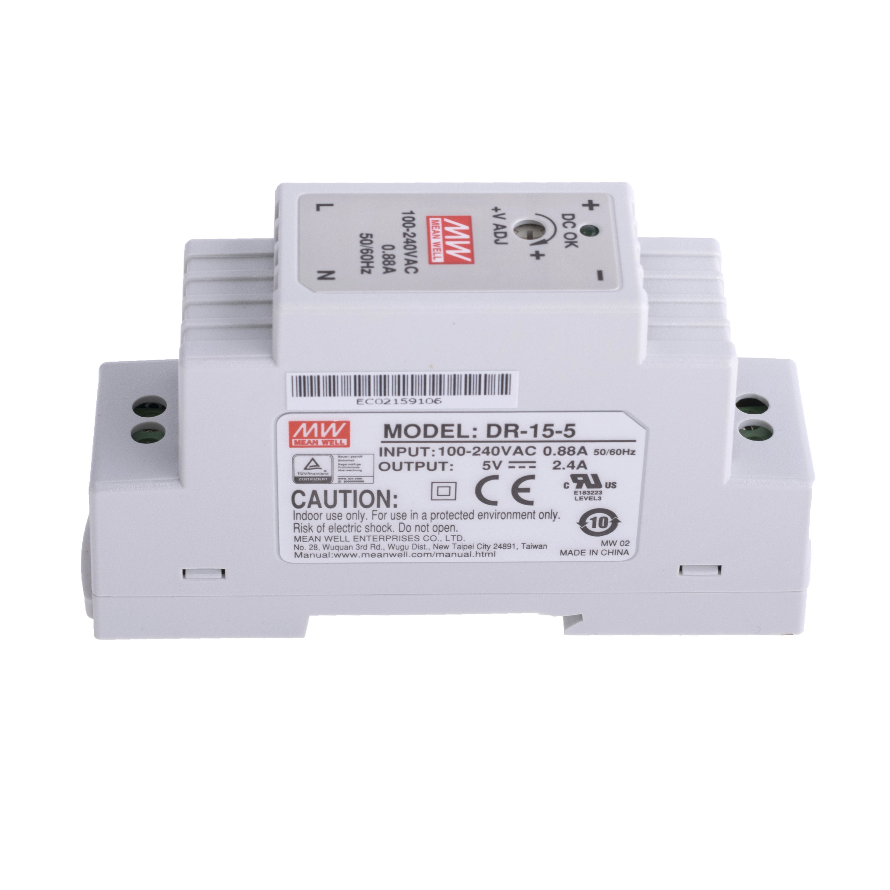 Блок живлення на DIN-рейку 12W 5V DR-15-5 Блок живлення на DIN-рейку 12W 5V DR-15-5