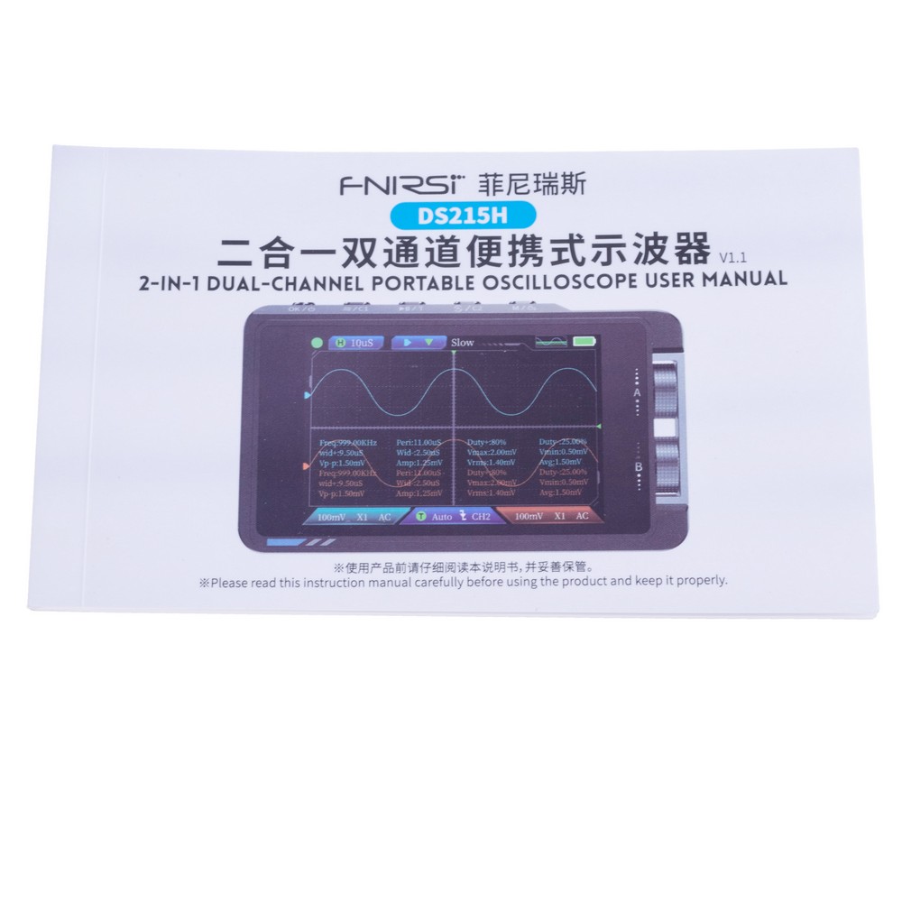 Двоканальний цифровий осцилограф DS215H Standard 2-in-1 Dual-channel Portable Oscilloscope with P6100 probe