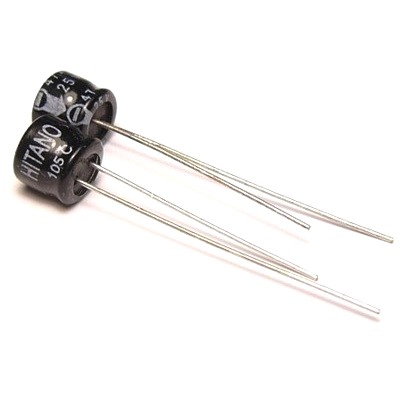 10uF 25V E5R 4x5mm (E5R100M25B-Hitano) (електролітичний конденсатор)