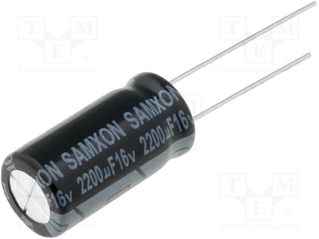 2200uF 16V KM 10x20mm (EKM228M1CG20RRSHP) (KM2200/16) (електролітичний конденсатор)