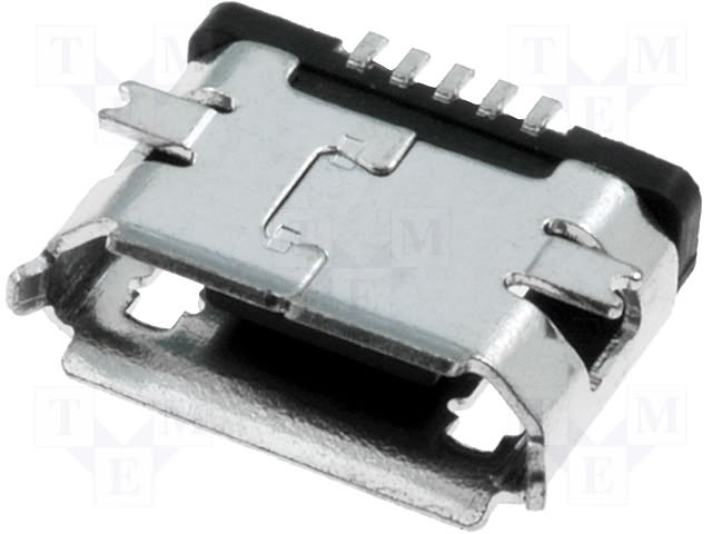 Micro USB тип B гніздо, 5-контактів, SMD-монтаж (ESB228110100Z) Micro USB тип B гніздо, 5-контактів, SMD-монтаж (ESB228110100Z)