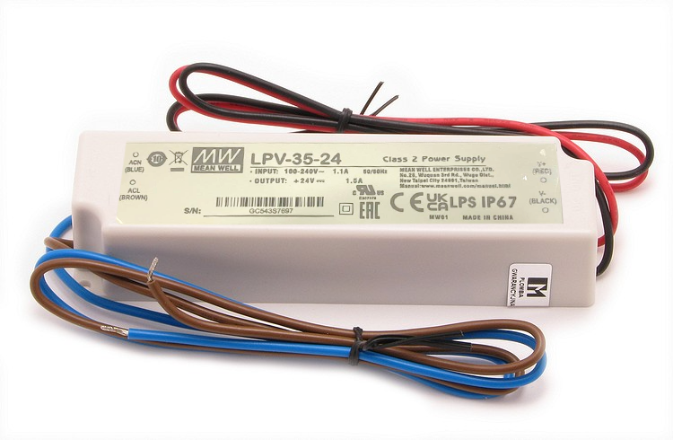 Блок живлення для світлодіодів 1,5A, 24VDC, LPV-35-24