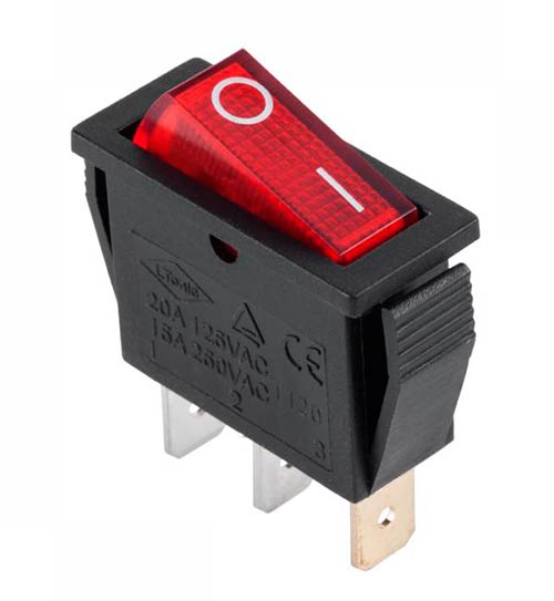 Переключатель SC791 Red  6A/15A 250V с подсветкой