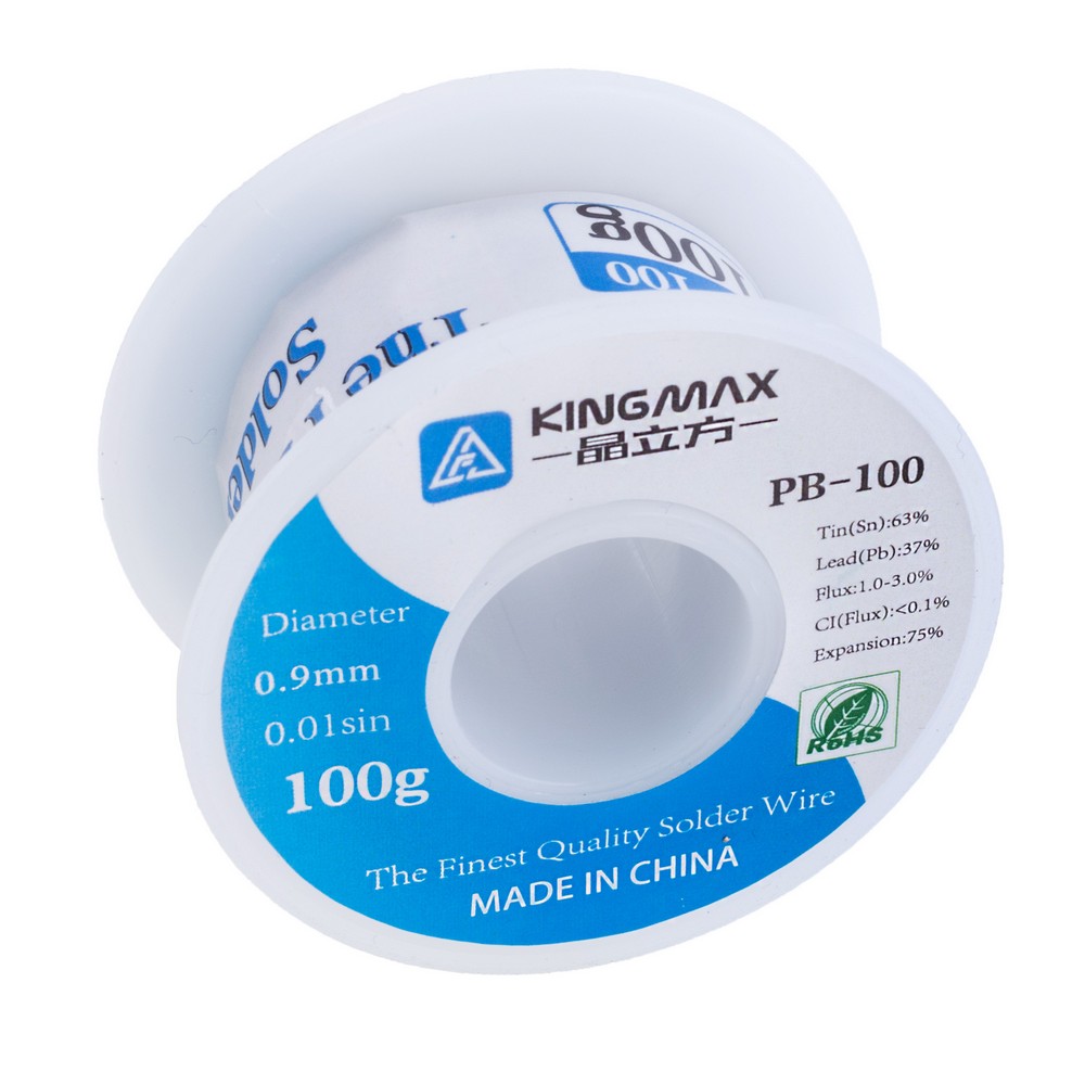 Дротяний припій, 0,9mm, 100g, з флюсом, свинцевий, KINGMAX PB-100 0.9mm, 100g