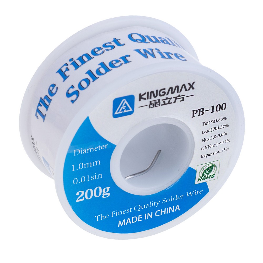 Дротяний припій, 1mm, 200g, з флюсом, свинцевий, KINGMAX PB-100 1.0mm, 200g