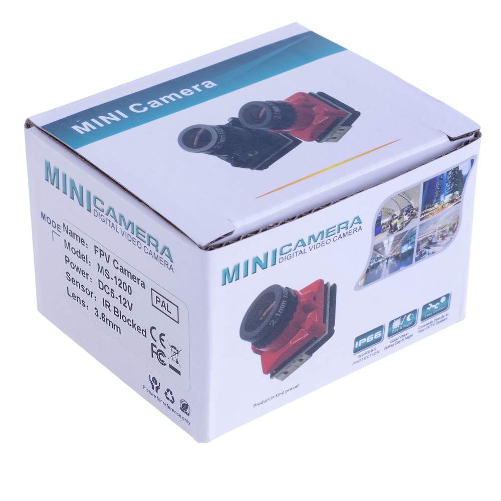 FPV камера 25X25mm 1000TVL CMOS 3.6mm 130/120 Degree FPV Camera 16:9 PAL NTSC 5V-12V