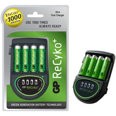 GP AR05 Зарядний пристрій для акумуляторів NIMH + 4 акум. 2100 RECYCO GP AR05 Зарядний пристрій для акумуляторів NIMH + 4 акум. 2100 RECYCO