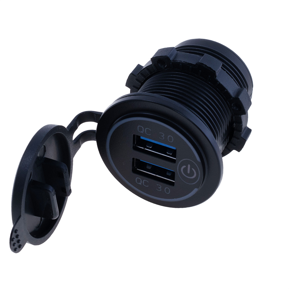 Гніздо USB-A на панель, для живлення з підтримкою QC3.0. Зелене Гніздо USB-A на панель, для живлення з підтримкою QC3.0. Зелене
