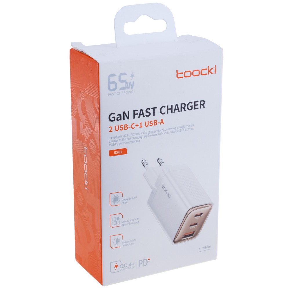 Зарядний пристрій GaN 65W, TCT65W-XR01 White Toocki Зарядний пристрій GaN 65W, TCT65W-XR01 White Toocki