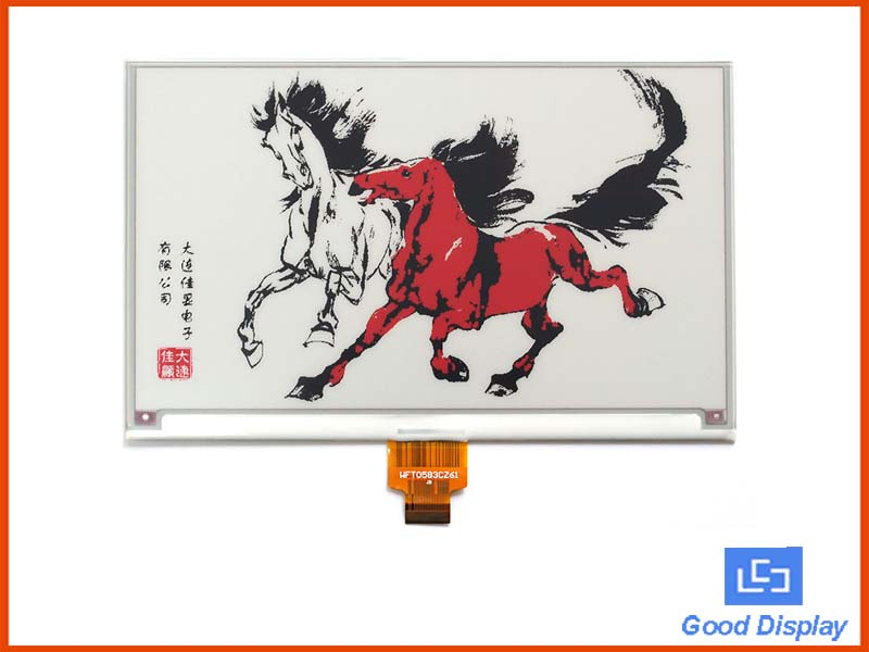 Трикольоровий 7,5" EPD E-ink (W/B/R) дисплей (GDEW075Z08)