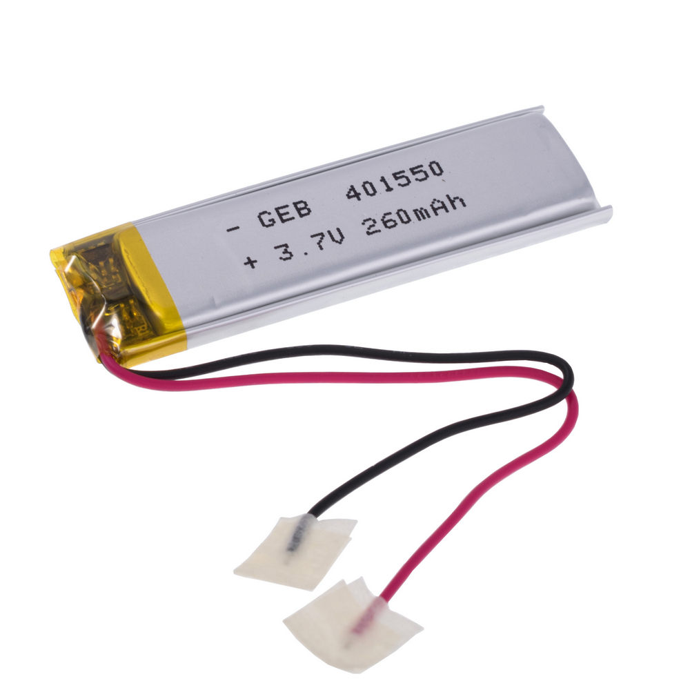 LiPo 260mAh, 3,7V, 4x15x50мм GEB акумулятор літій-полімерний GEB401550